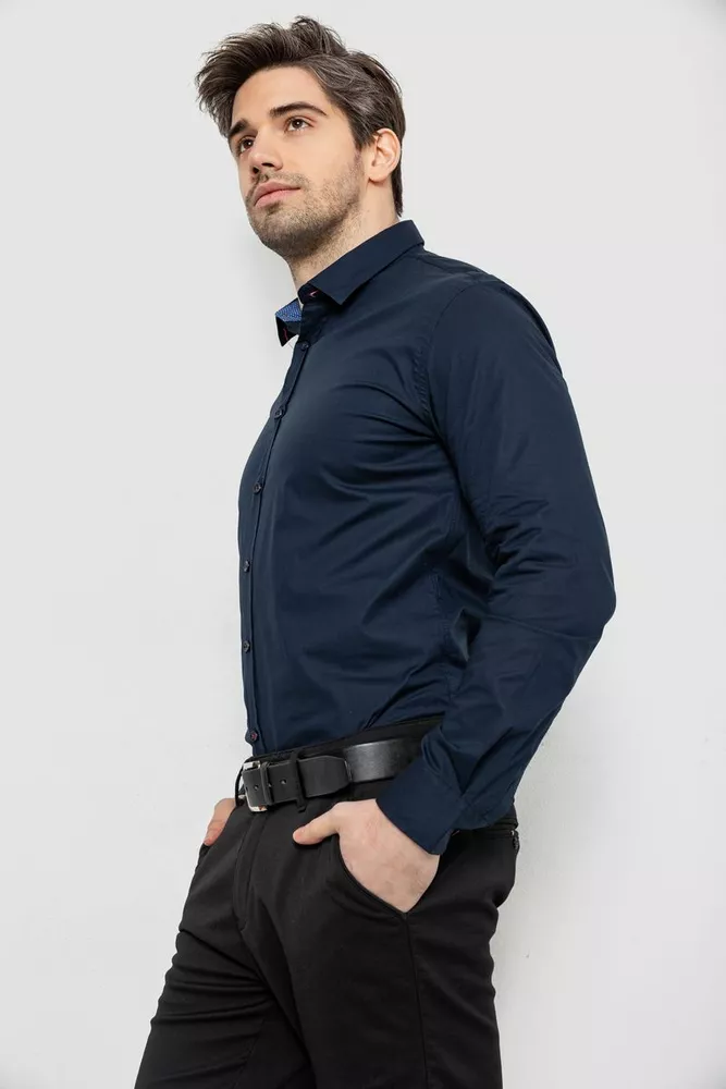 Купити Сорочка чоловіча однотонна, колір синій, 186R2534 - Фото №3