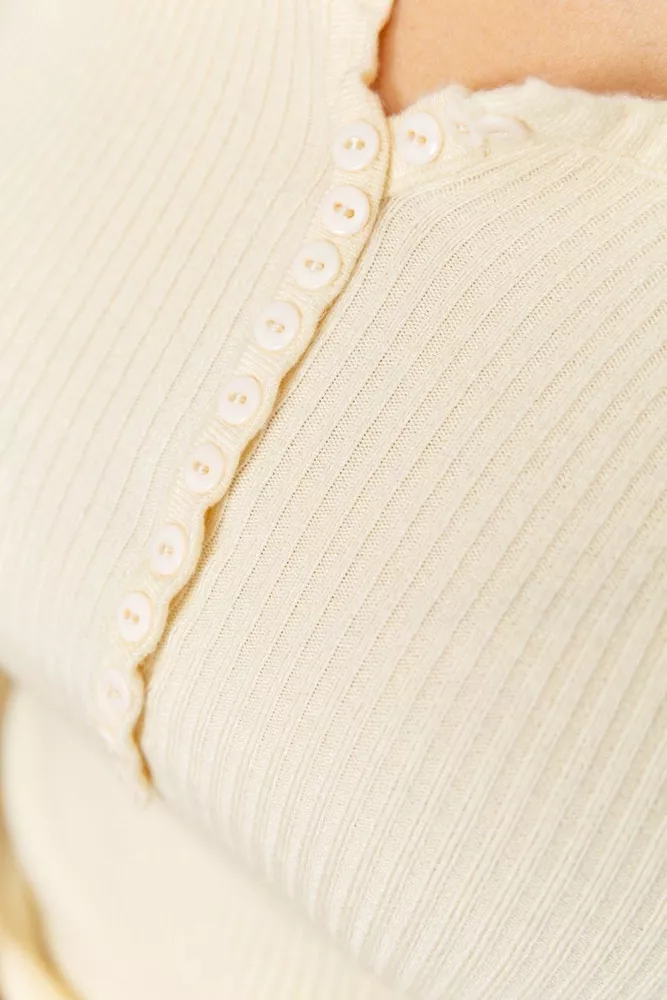 Купити Кофта жіноча базова в рубчик  -уцінка, колір кремовий, 204R002-U-2 - Фото №6