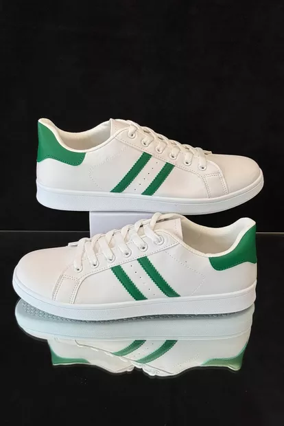 Кеды мужские, цвет бело-зеленый, 248RR229