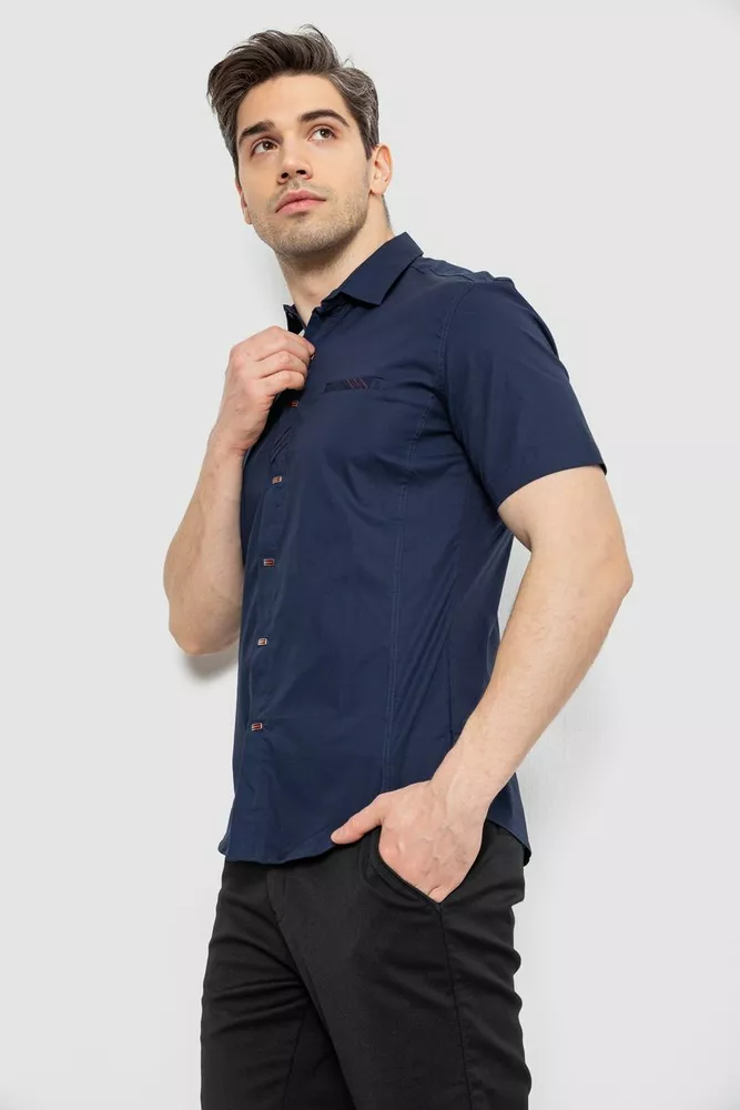 Купити Сорочка чоловіча однотонна, колір темно-синій, 214R7005 - Фото №3