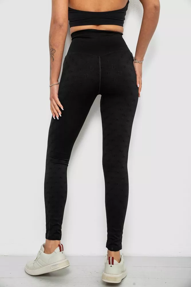 Купити Лосини жіночі однотонні з принтом, колір чорний, 214R933 оптом - Фото №4