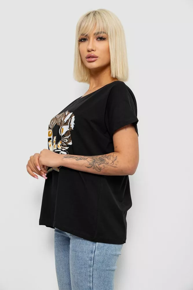 Купить Футболка женская с принтом, цвет черный, 244R2065 - Фото №3