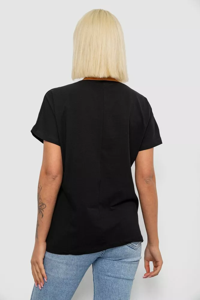 Купить Футболка женская с принтом, цвет черный, 244R2065 - Фото №4