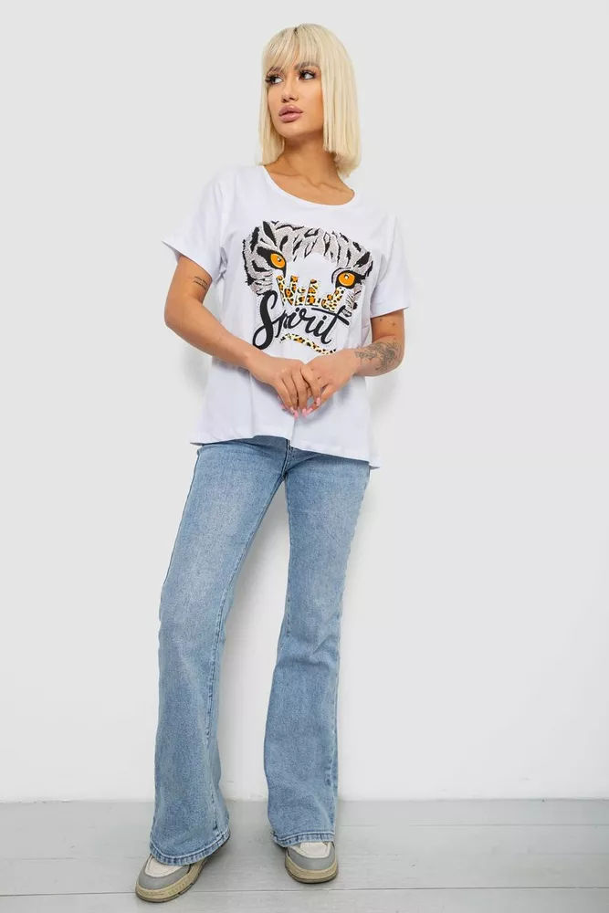 Купить Футболка женская с принтом, цвет белый, 244R2065 - Фото №2