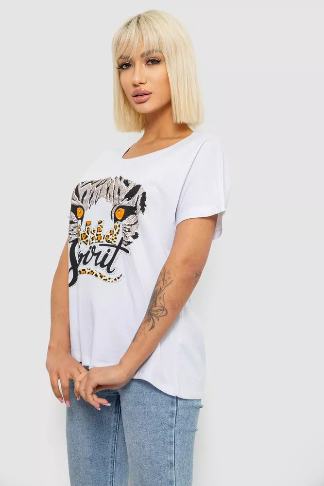 Купить Футболка женская с принтом, цвет белый, 244R2065 - Фото №3