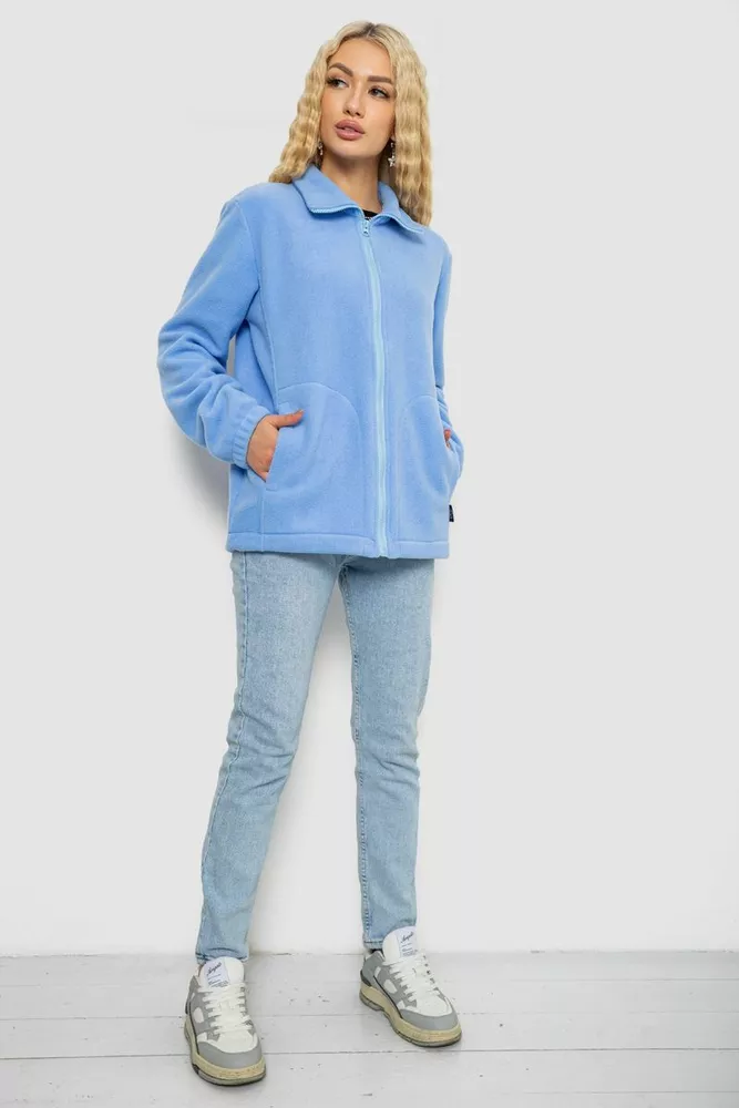 Купить Кофта женская флисовая на молнии, цвет голубой, 102R5278 оптом - Фото №2