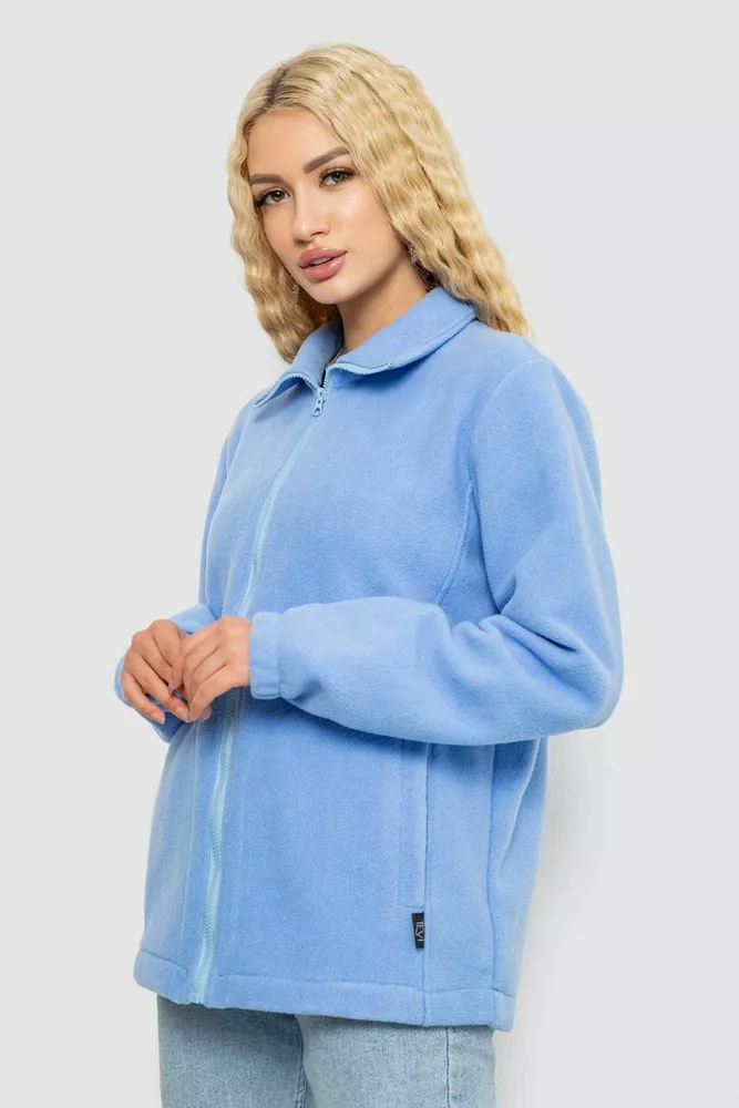Купить Кофта женская флисовая на молнии, цвет голубой, 102R5278 оптом - Фото №3