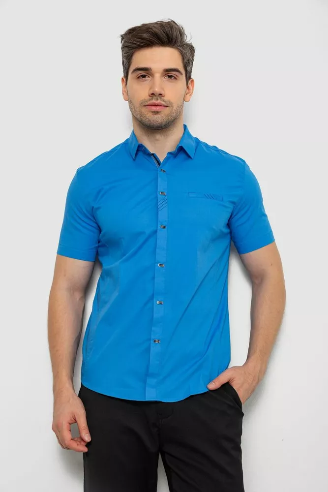 Купить Рубашка мужская однотонная, цвет голубой, 214R7005 - Фото №1