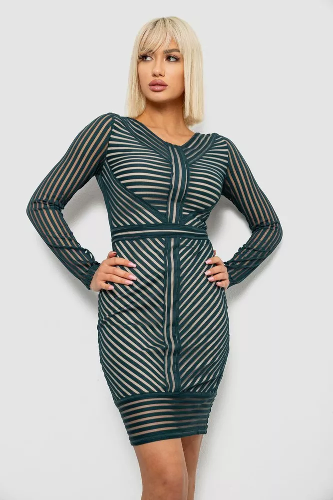 Купить Платье женское на подкладке, цвет зеленый, 230R326 - Фото №1