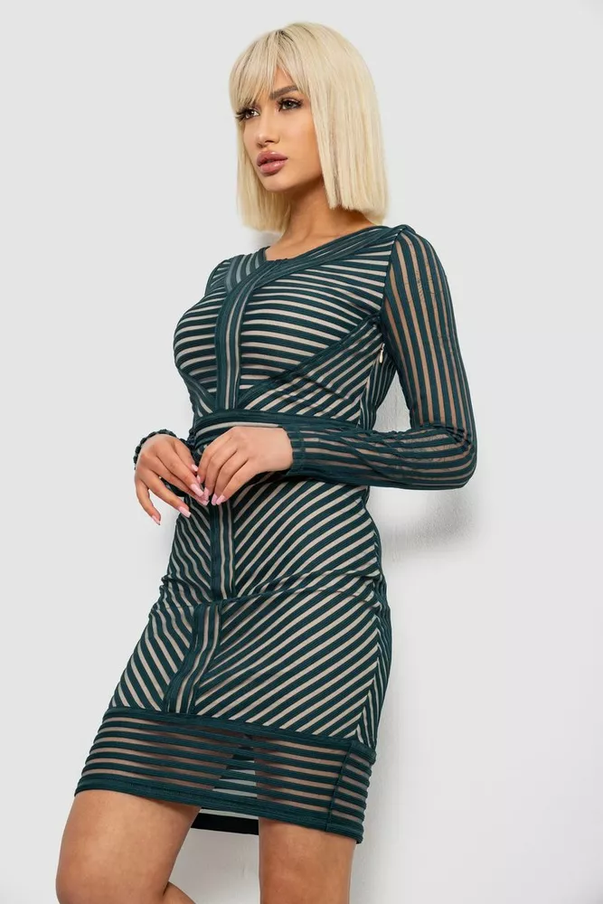 Купить Платье женское на подкладке, цвет зеленый, 230R326 - Фото №3