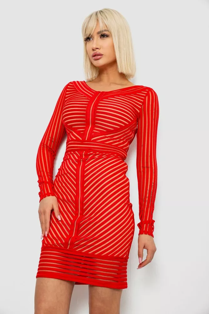 Купить Платье женское на подкладке, цвет красный, 230R326 - Фото №3