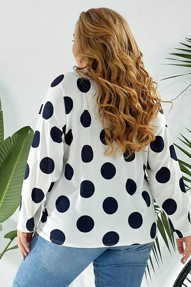 Купити Світшот жіночий в горох, колір молочний, 257R332 - Фото №3