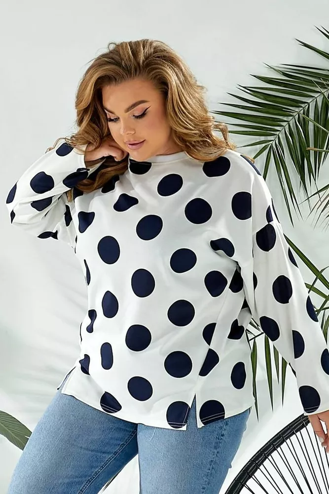 Купити Світшот жіночий в горох, колір молочний, 257R332 - Фото №4