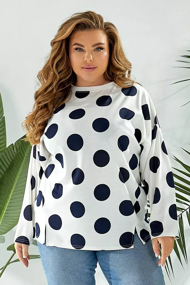 Купити Світшот жіночий в горох, колір молочний, 257R332 - Фото №6