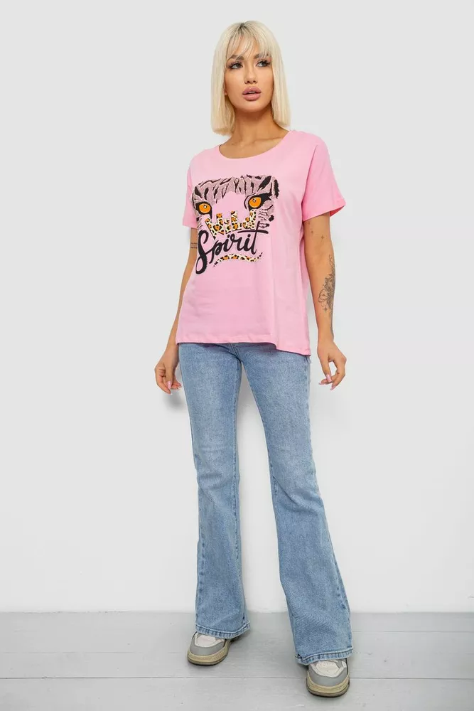 Купить Футболка женская с принтом, цвет розовый, 244R2065 - Фото №2