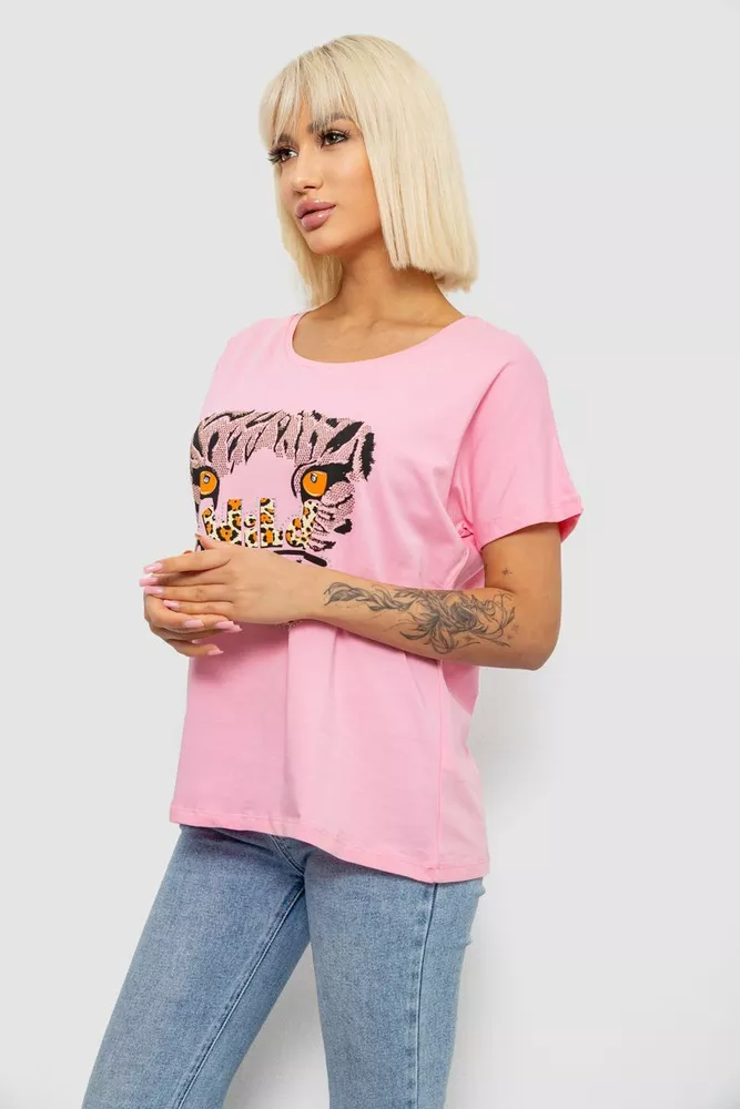 Купить Футболка женская с принтом, цвет розовый, 244R2065 - Фото №3