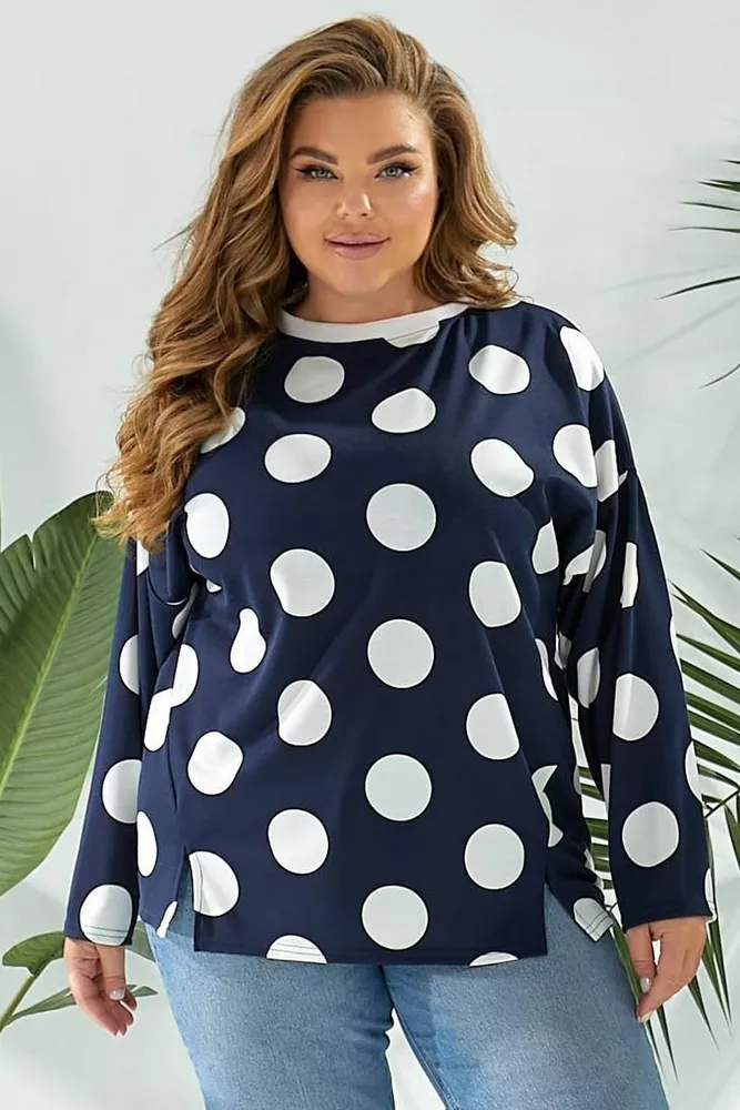 Купити Світшот жіночий в горох, колір синій, 257R332 - Фото №6