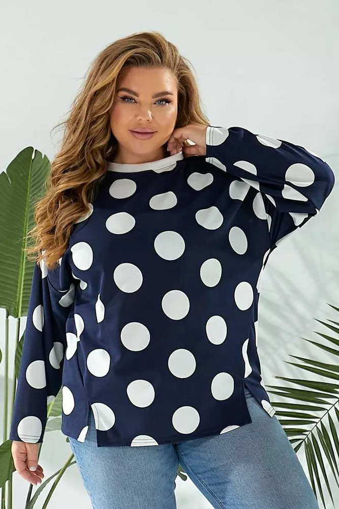 Купити Світшот жіночий в горох, колір синій, 257R332 - Фото №7