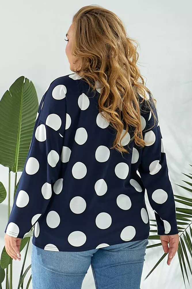 Купити Світшот жіночий в горох, колір синій, 257R332 - Фото №2