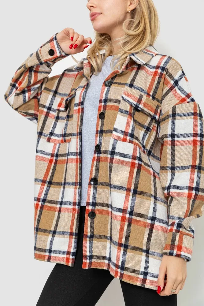 Купити Сорочка жіноча в клітку, колір бежево-молочний, 214R159 - Фото №3