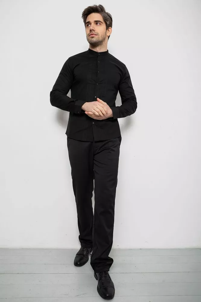 Купить Рубашка мужская однотонная  -уценка, цвет черный, 186R2033-U-11 - Фото №2