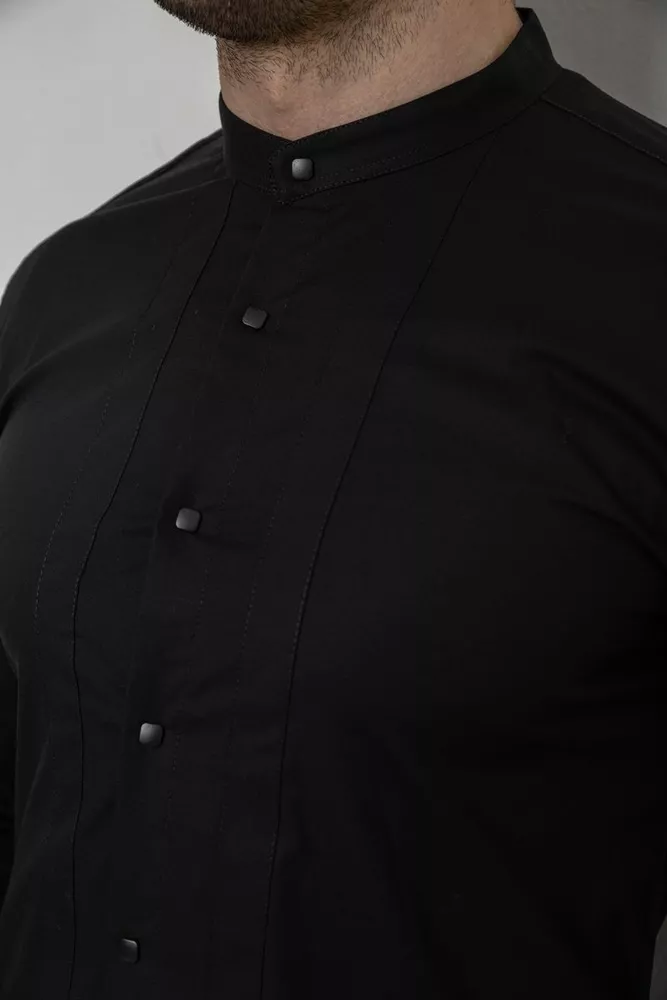 Купить Рубашка мужская однотонная  -уценка, цвет черный, 186R2033-U-11 - Фото №5