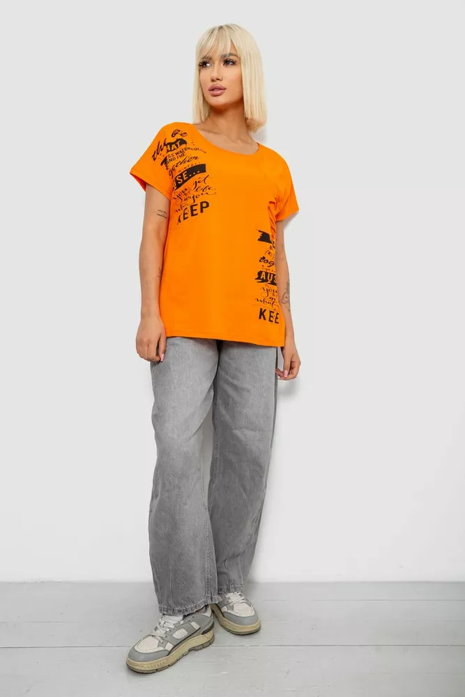 Купить Футболка женская с принтом, цвет оранжевый, 244R2013-5 - Фото №2