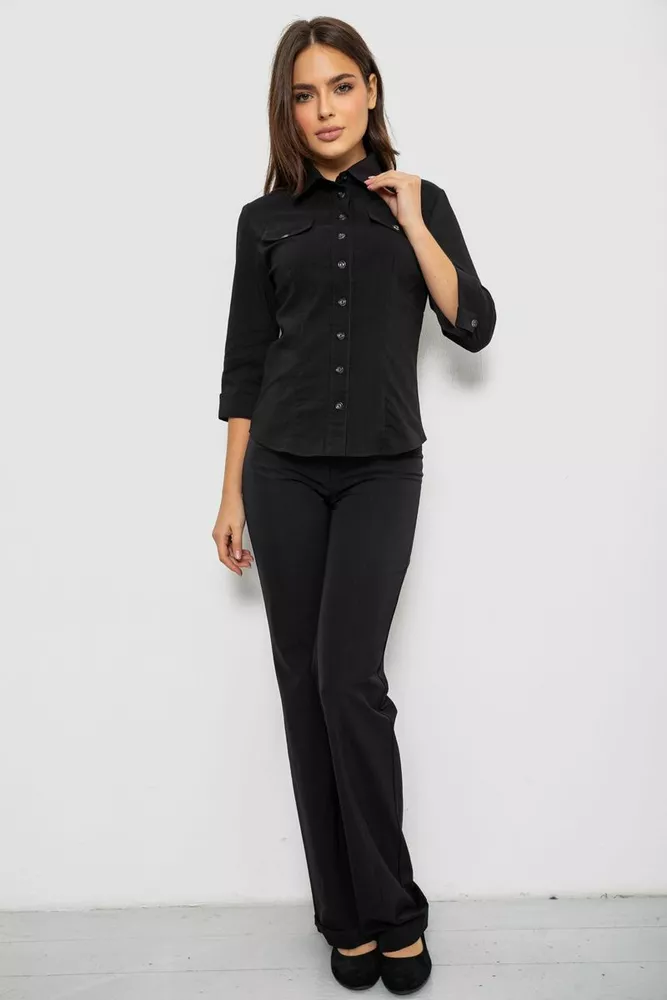Купить Рубашка женская однотонная  -уценка, цвет черный, 230R068-3-U-9 оптом - Фото №2