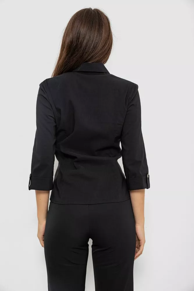 Купить Рубашка женская однотонная  -уценка, цвет черный, 230R068-3-U-9 оптом - Фото №4