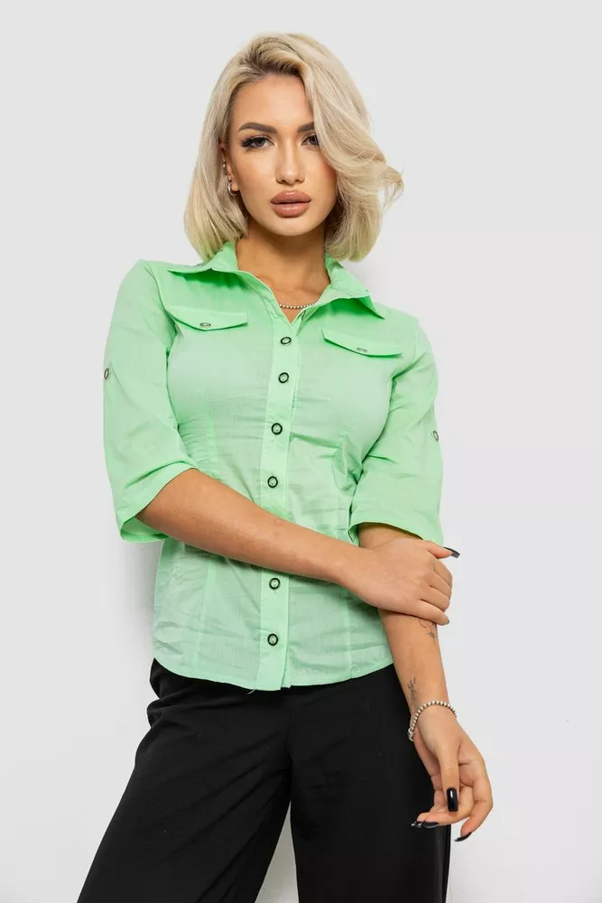 Купити Сорочка жіноча однотонна  -уцінка, колір м'ятний, 230R068-5-U-52 - Фото №1