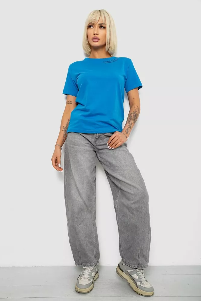 Купить Футболка женская с принтом, цвет джинс, 244R1035-5 - Фото №2