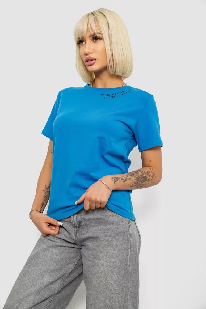 Купить Футболка женская с принтом, цвет джинс, 244R1035-5 - Фото №3