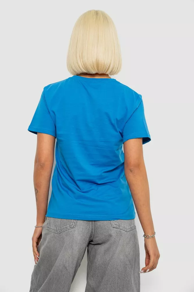 Купить Футболка женская с принтом, цвет джинс, 244R1035-5 - Фото №4