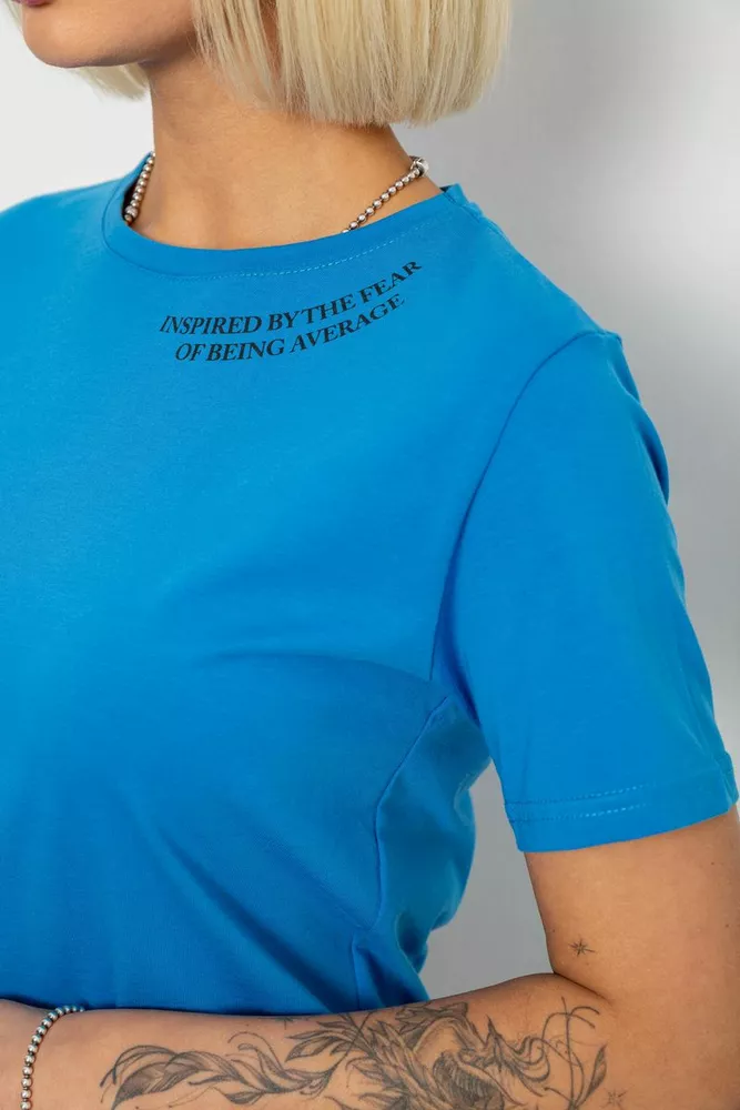 Купить Футболка женская с принтом, цвет джинс, 244R1035-5 - Фото №5