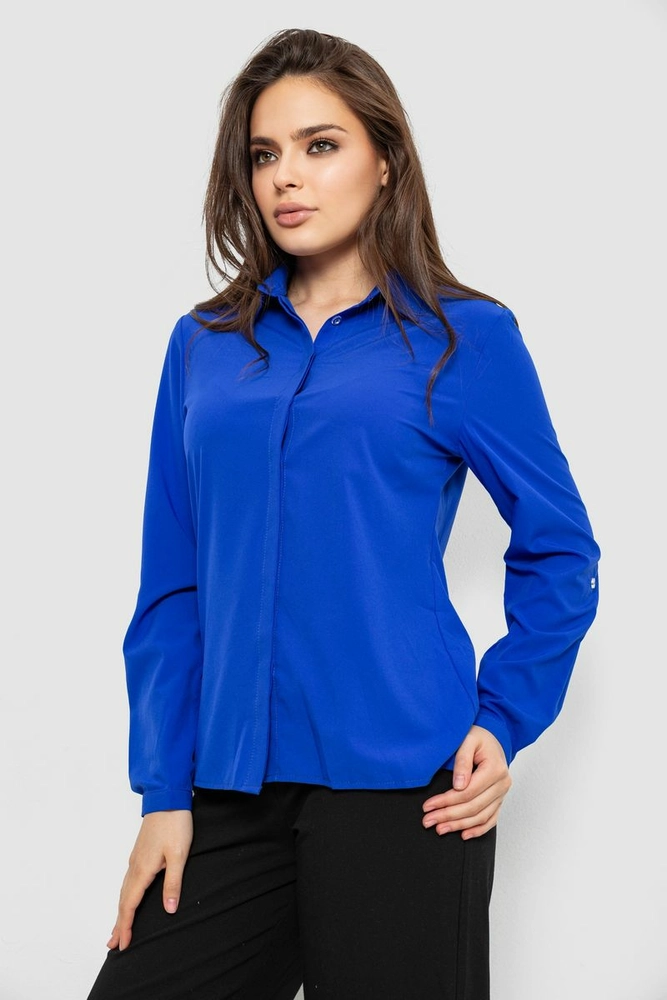 Купити Сорочка жіноча однотонна, колір електрик, 230R100-5 - Фото №3
