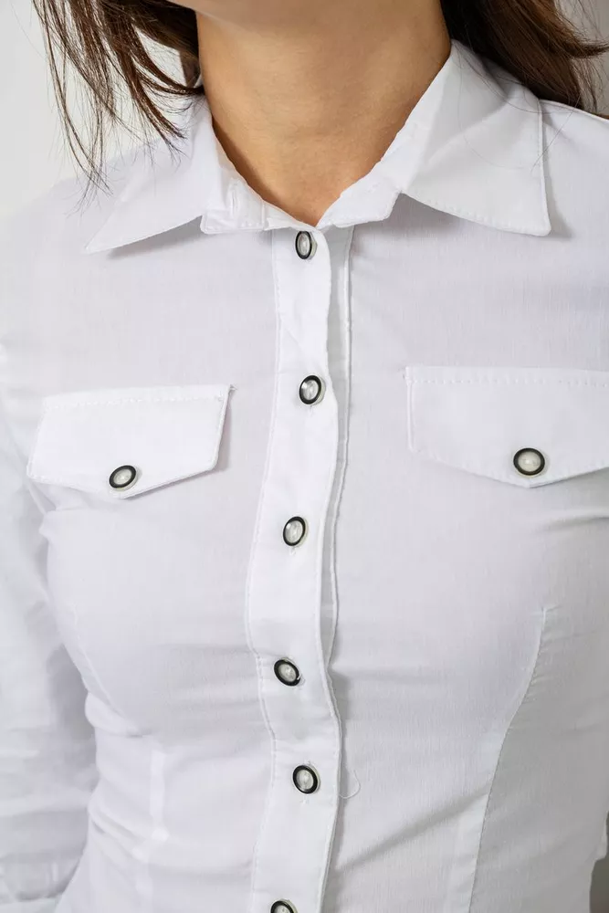 Купить Рубашка женская однотонная  -уценка, цвет белый, 230R068-3-U-7 оптом - Фото №5