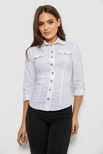 Рубашка женская однотонная  -уценка, цвет белый, 230R068-3-U-7