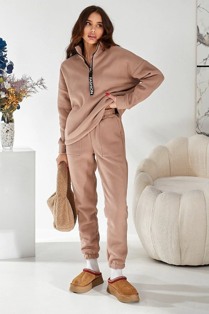 Купити Спортивний костюм жіночий на флісі, колір бежевий, 257R90 - Фото №5