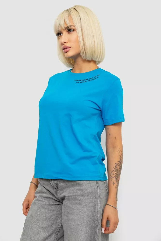 Купить Футболка женская с принтом, цвет голубой, 244R1035-5 - Фото №3