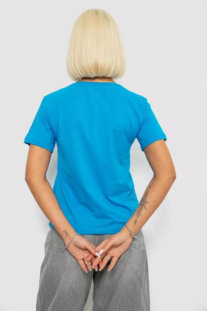 Купить Футболка женская с принтом, цвет голубой, 244R1035-5 - Фото №4