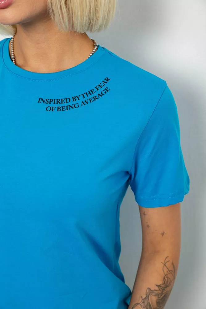 Купить Футболка женская с принтом, цвет голубой, 244R1035-5 - Фото №5