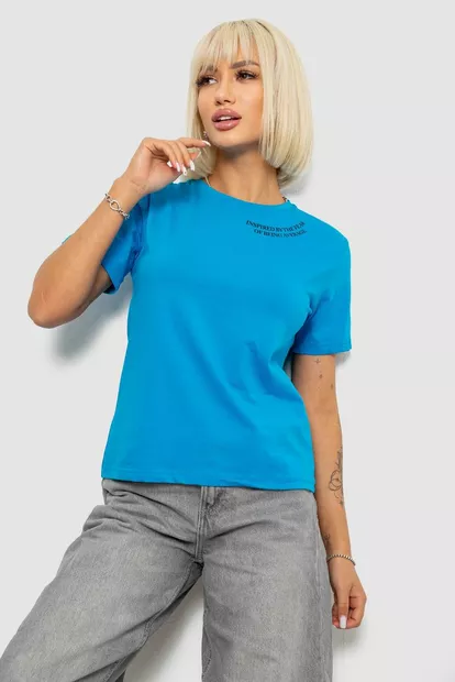 Футболка женская с принтом, цвет голубой, 244R1035-5
