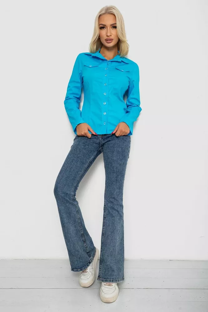 Купити Сорочка жіноча однотонна  -уцінка, колір блакитний, 230R068-2-U-6 оптом - Фото №2