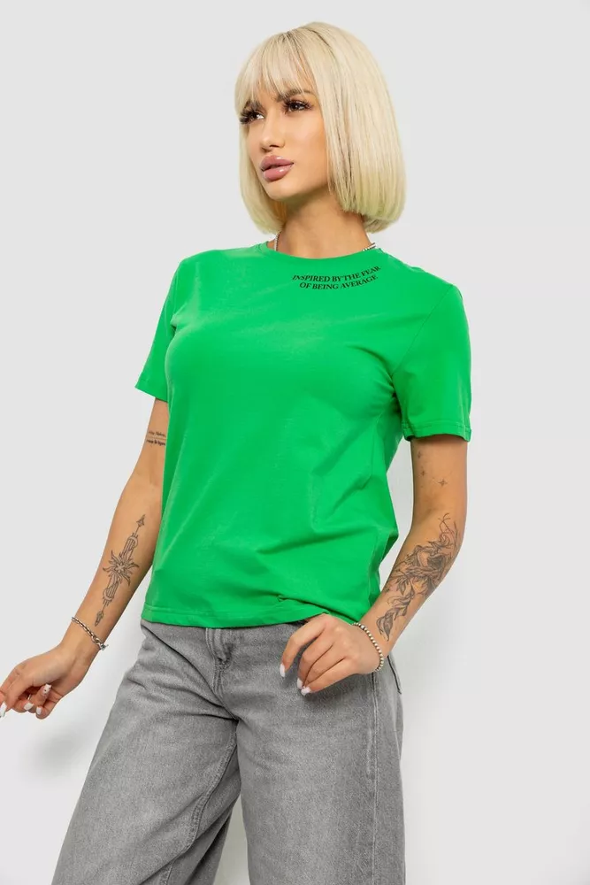 Купить Футболка женская с принтом, цвет зеленый, 244R1035-5 - Фото №3