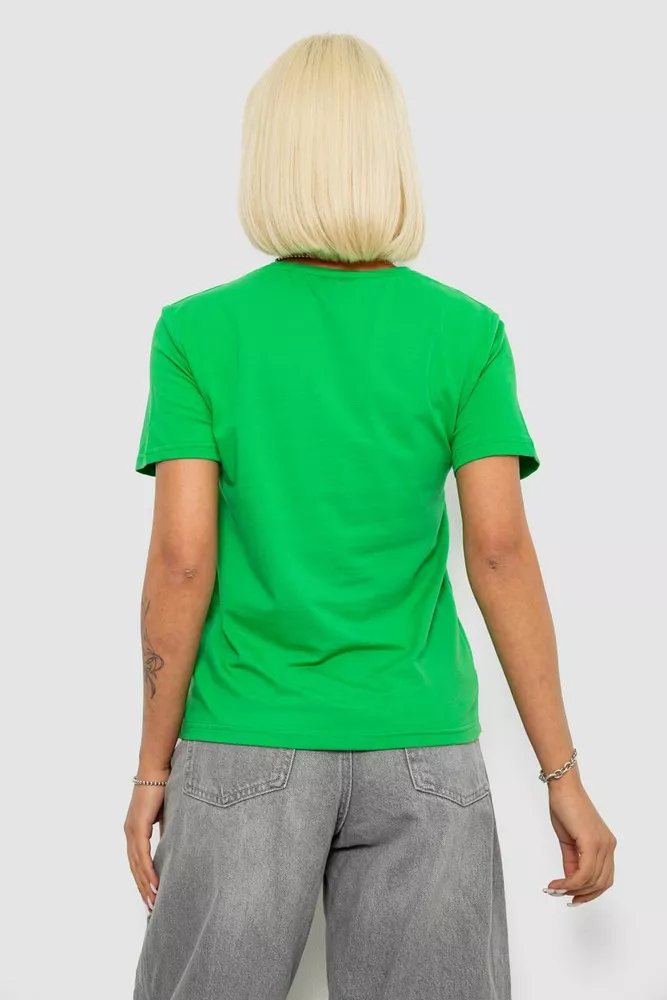 Купить Футболка женская с принтом, цвет зеленый, 244R1035-5 - Фото №4