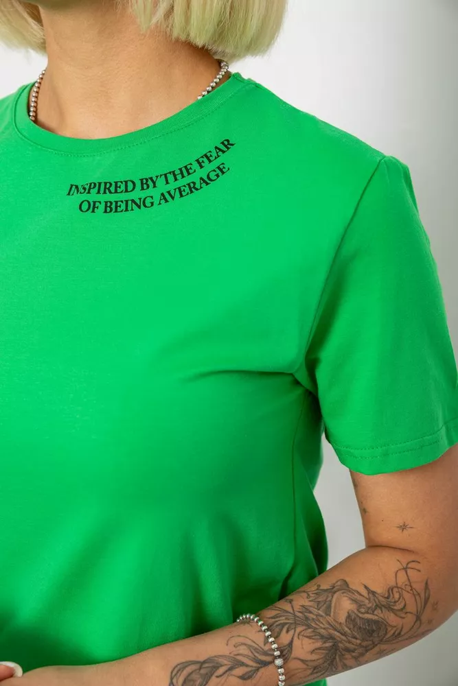 Купить Футболка женская с принтом, цвет зеленый, 244R1035-5 - Фото №5