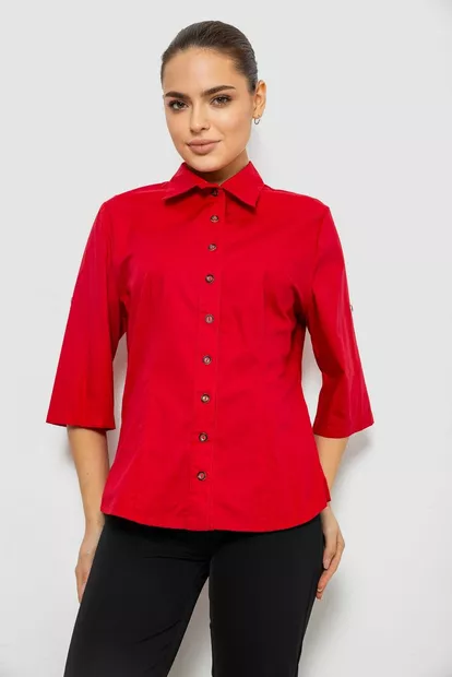 Сорочка жіноча однотонна  -уцінка, колір червоний, 230R068-4-U-5