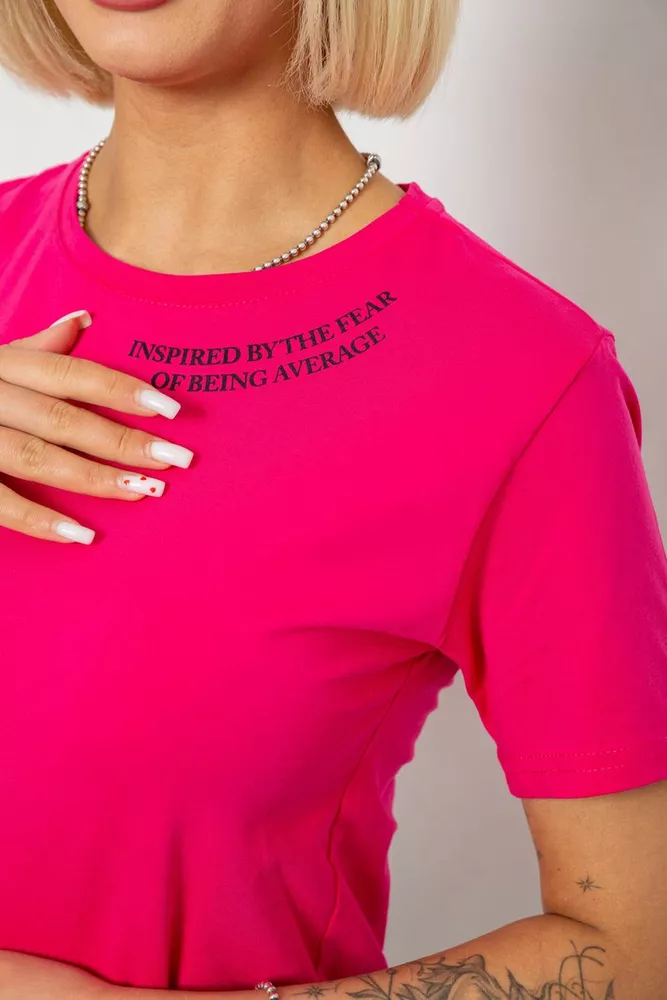 Купить Футболка женская с принтом, цвет малиновый, 244R1035-5 - Фото №5