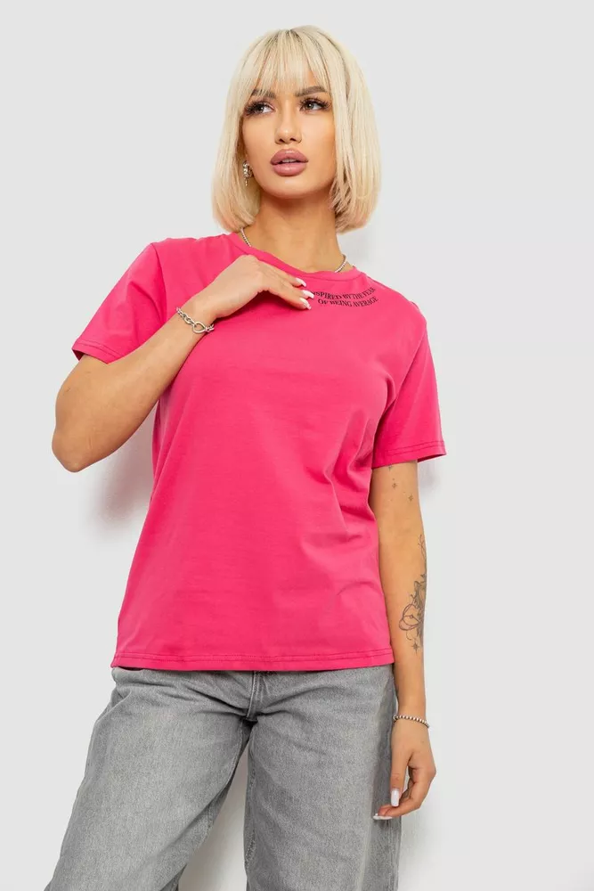 Купить Футболка женская с принтом, цвет розовый, 244R1035-5 - Фото №1