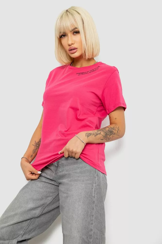 Купить Футболка женская с принтом, цвет розовый, 244R1035-5 - Фото №3